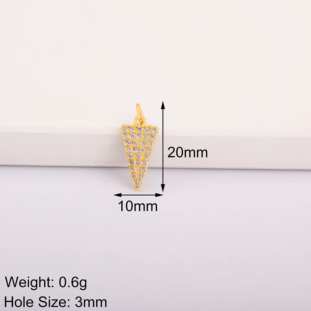 Triangle Arrow Shape Pendant 3 Colors Gold Plated Handmade DIY Jewelry Necklace Bracelet Earrings Accessories Copper Zircon Gift