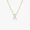 Custom High Quality 14K Solid Gold 0.08 Ctw Diamond Ribbon Pendant Necklace Trendy Designer Jewelry Ribbon Knot Pendant Necklace