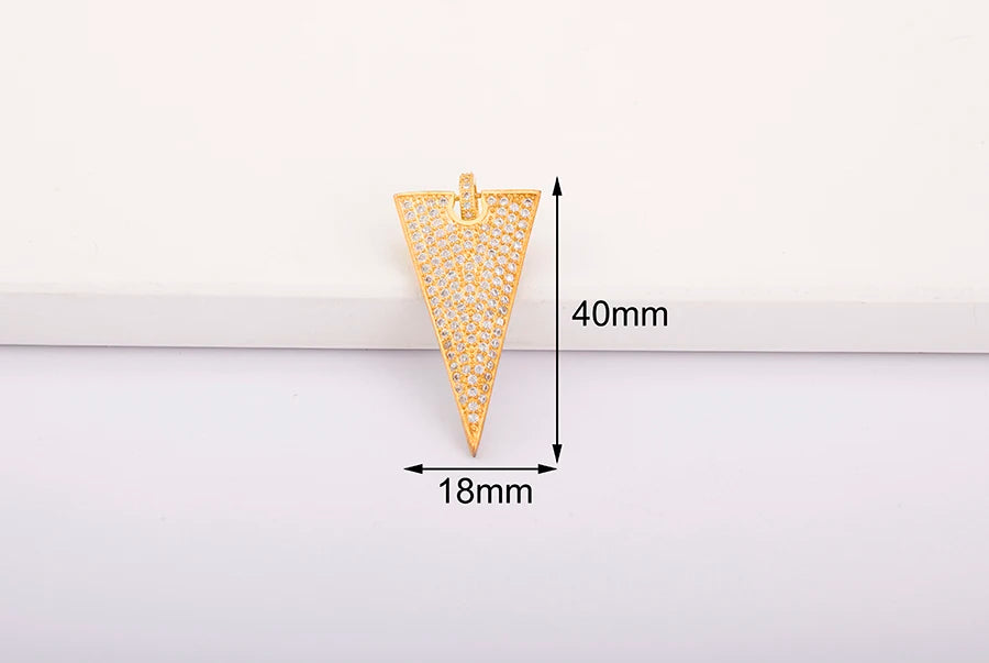 Triangle Arrow Shape Pendant 3 Colors Gold Plated Handmade DIY Jewelry Necklace Bracelet Earrings Accessories Copper Zircon Gift