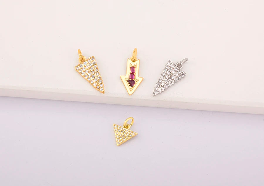 Triangle Arrow Shape Pendant 3 Colors Gold Plated Handmade DIY Jewelry Necklace Bracelet Earrings Accessories Copper Zircon Gift