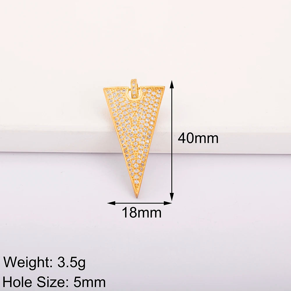 Triangle Arrow Shape Pendant 3 Colors Gold Plated Handmade DIY Jewelry Necklace Bracelet Earrings Accessories Copper Zircon Gift