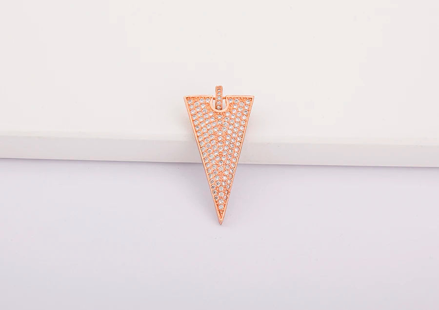 Triangle Arrow Shape Pendant 3 Colors Gold Plated Handmade DIY Jewelry Necklace Bracelet Earrings Accessories Copper Zircon Gift