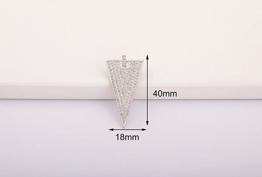 Triangle Arrow Shape Pendant 3 Colors Gold Plated Handmade DIY Jewelry Necklace Bracelet Earrings Accessories Copper Zircon Gift