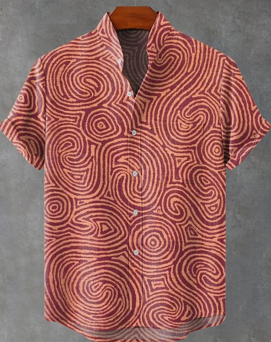 Hawaiian men's linen shirt abstract patchwork pattern art print shirt beach vacation daily travel men's clothing fast delivery