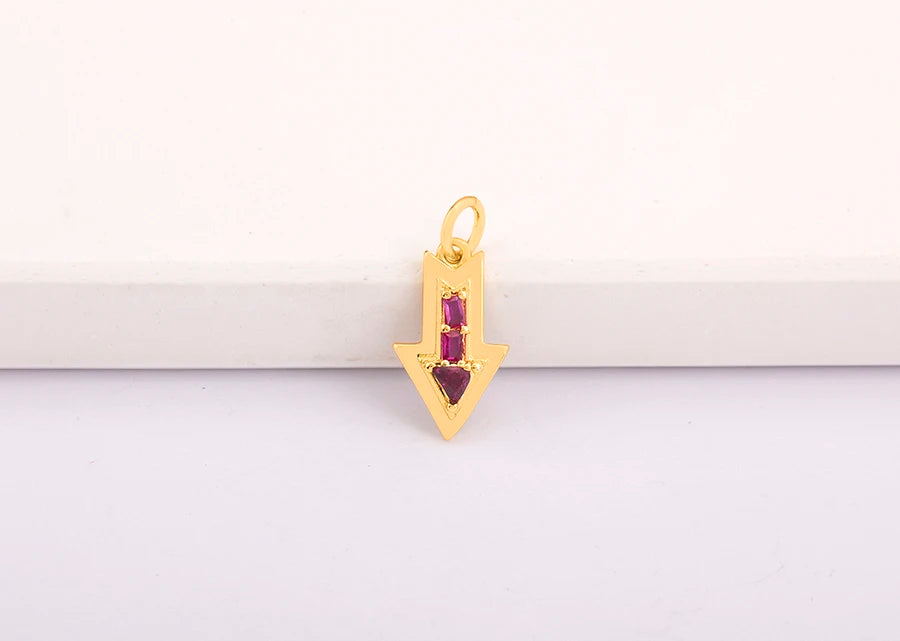 Triangle Arrow Shape Pendant 3 Colors Gold Plated Handmade DIY Jewelry Necklace Bracelet Earrings Accessories Copper Zircon Gift