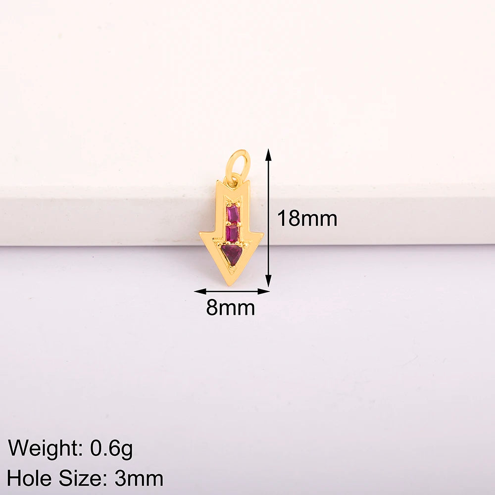 Triangle Arrow Shape Pendant 3 Colors Gold Plated Handmade DIY Jewelry Necklace Bracelet Earrings Accessories Copper Zircon Gift