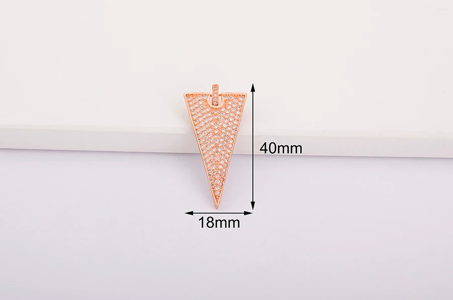 Triangle Arrow Shape Pendant 3 Colors Gold Plated Handmade DIY Jewelry Necklace Bracelet Earrings Accessories Copper Zircon Gift