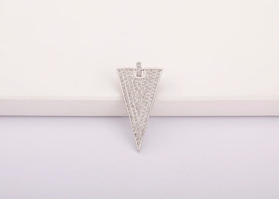 Triangle Arrow Shape Pendant 3 Colors Gold Plated Handmade DIY Jewelry Necklace Bracelet Earrings Accessories Copper Zircon Gift