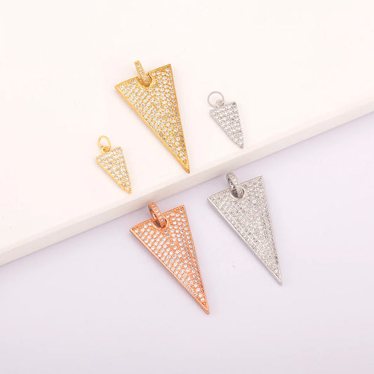 Triangle Arrow Shape Pendant 3 Colors Gold Plated Handmade DIY Jewelry Necklace Bracelet Earrings Accessories Copper Zircon Gift