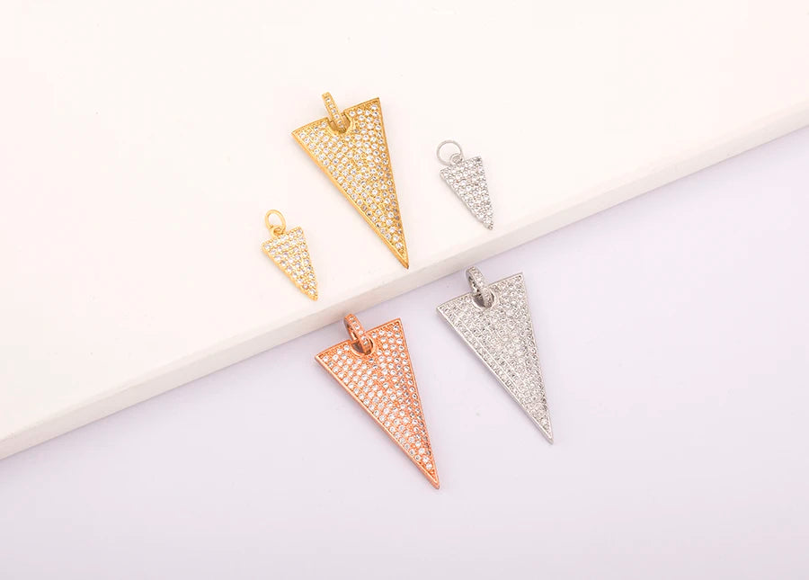Triangle Arrow Shape Pendant 3 Colors Gold Plated Handmade DIY Jewelry Necklace Bracelet Earrings Accessories Copper Zircon Gift