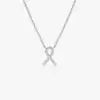 Custom High Quality 14K Solid Gold 0.08 Ctw Diamond Ribbon Pendant Necklace Trendy Designer Jewelry Ribbon Knot Pendant Necklace