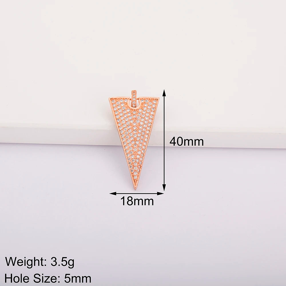 Triangle Arrow Shape Pendant 3 Colors Gold Plated Handmade DIY Jewelry Necklace Bracelet Earrings Accessories Copper Zircon Gift