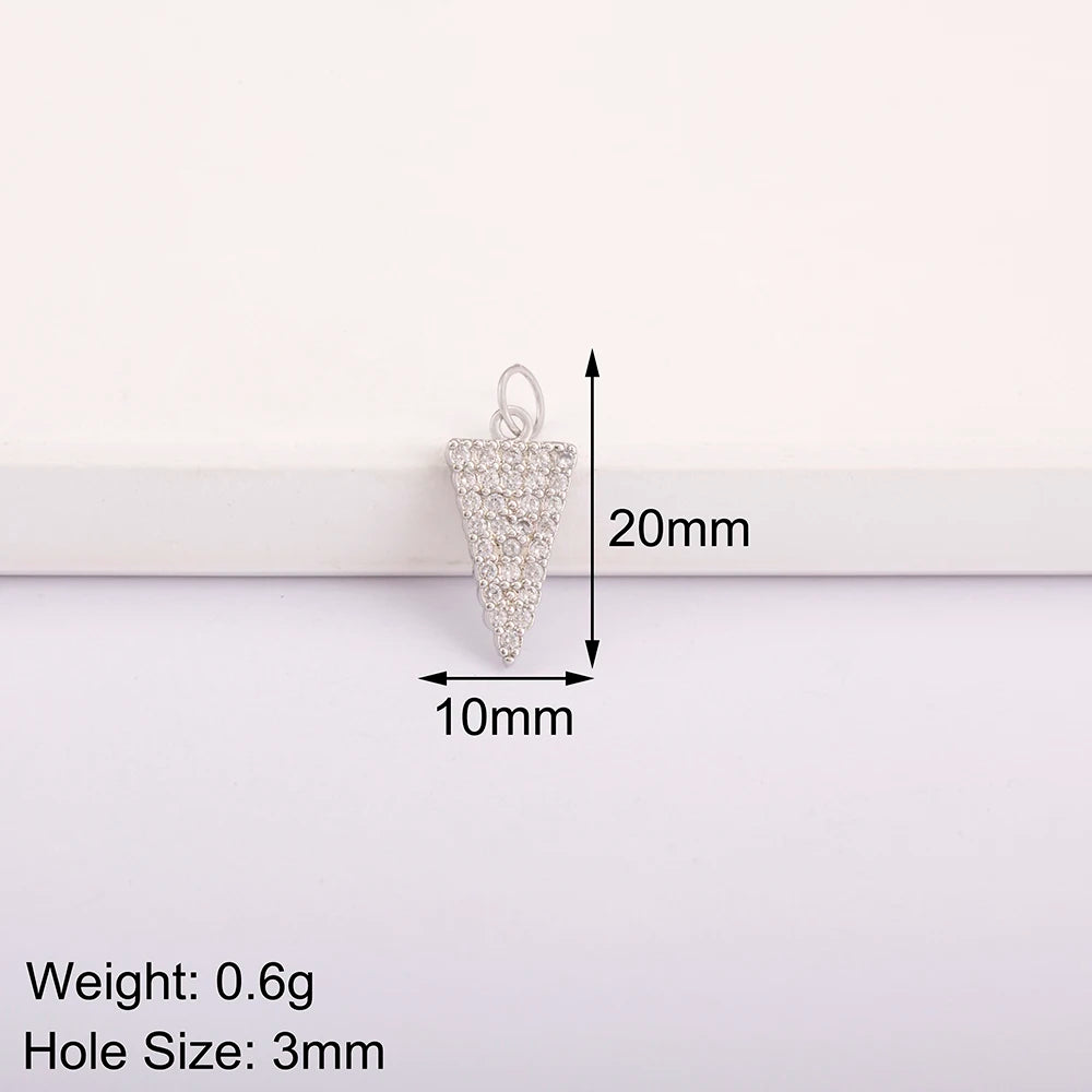 Triangle Arrow Shape Pendant 3 Colors Gold Plated Handmade DIY Jewelry Necklace Bracelet Earrings Accessories Copper Zircon Gift