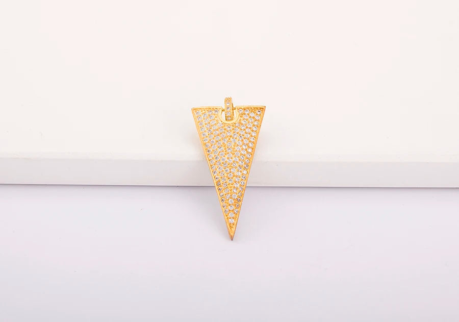 Triangle Arrow Shape Pendant 3 Colors Gold Plated Handmade DIY Jewelry Necklace Bracelet Earrings Accessories Copper Zircon Gift