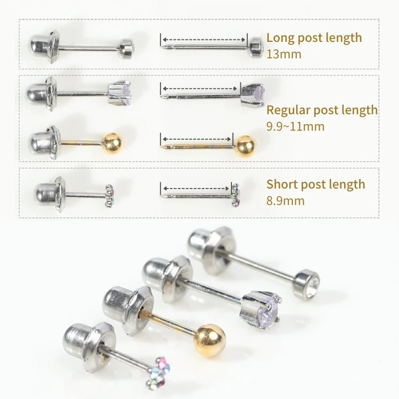 Eardots 24K Gold Plated 3mm Pink Zircon 316L Stainless Steel Stud Earrings Trendy Anti-Allergic Design Anniversary Occasions