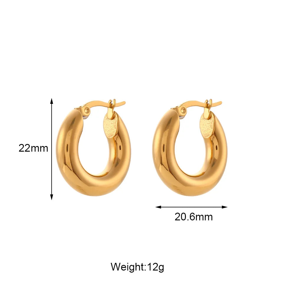 Europe and the United States Ins Thick Cylindrical Hollow Earrings Women'S Stainless Steel Plated 18k Earrings Wholesale
