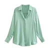 CS8455  New 2024 Elegant Design Solid Color Office Lady Satin Blouse Women Shirt Tops