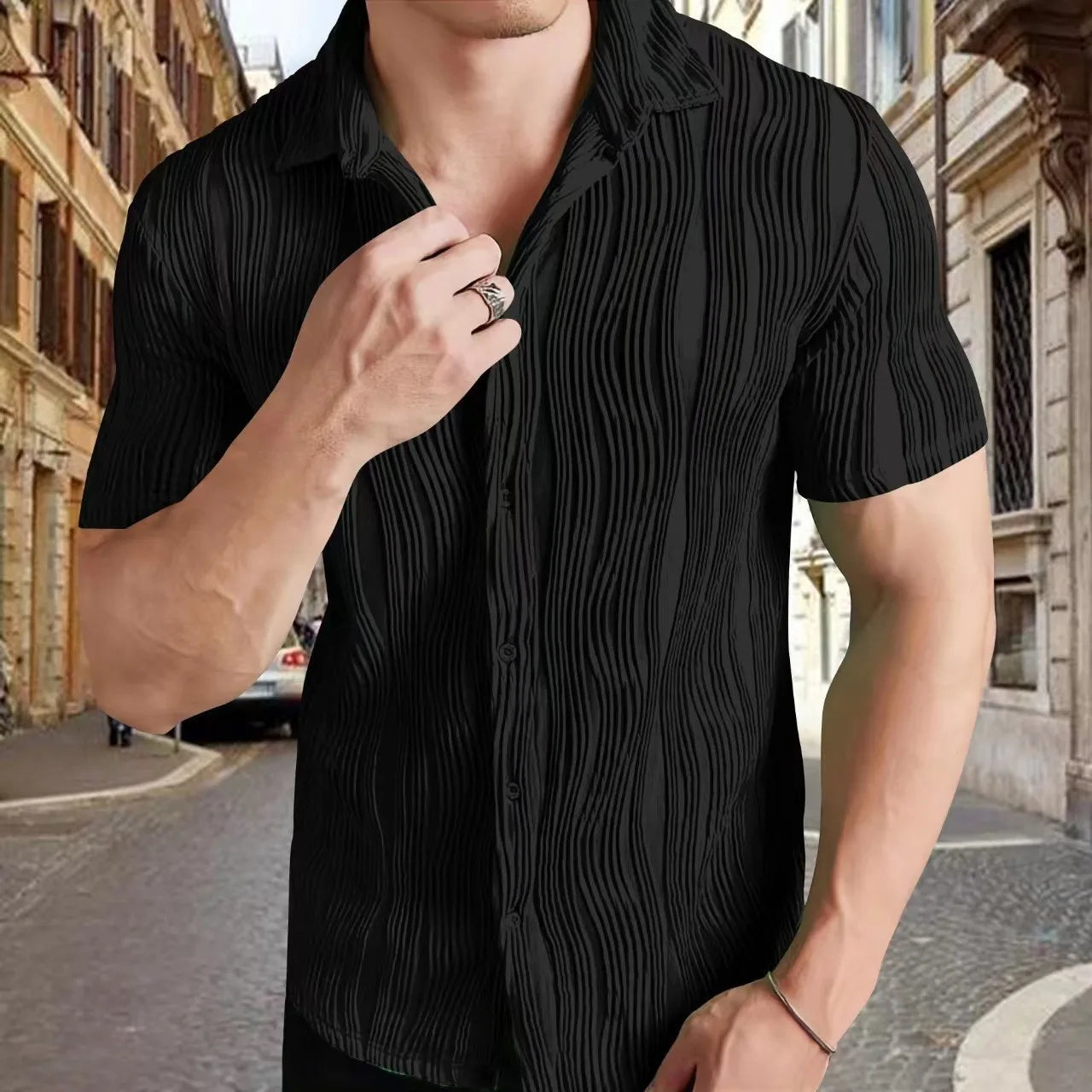 MAA 2672 Four sided elastic seamless shirt for men, long sleeved non ironing casual business fashion shirt  U8773