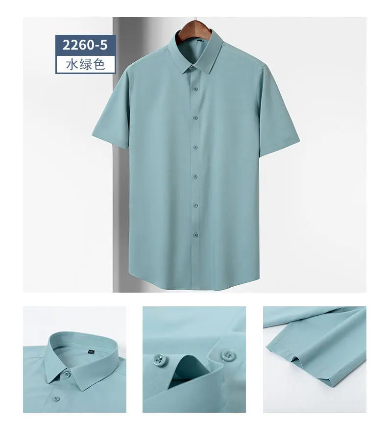 DAN Men's short sleeved shirt, solid color, breathable, casual,  business men's shirt K77A6-01-06