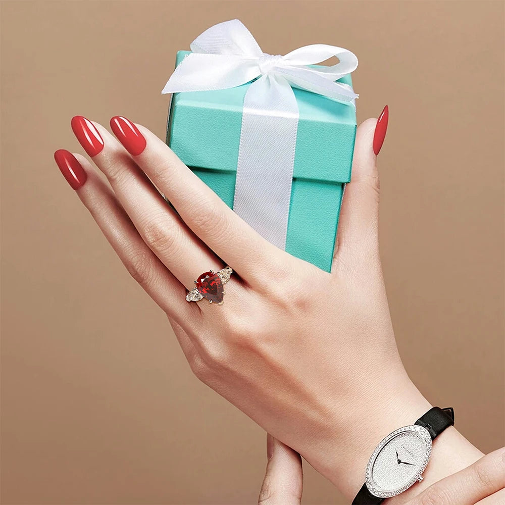 Wong Rain 925 Sterling Silver Pear Lab Sapphire High Carbon Diamonds Gemstone Wedding Engagement Ring Fine Jewelry Wholesale