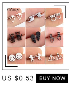 Multiple Tiny Stainless Steel Animal Earrings for Women Cute Hummingbird Fish Seahorse Wolf Earings Jewelry Accessory Gift
