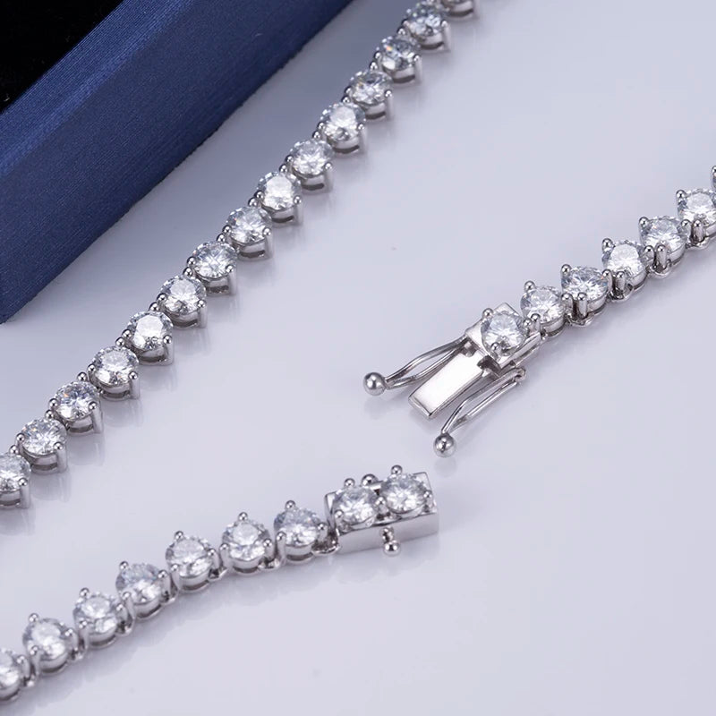 MSN-501 3 Claw Setting Tennis Chains 18k 14k 10K Gold Jewelry Moissanite Diamond Tennis Necklace