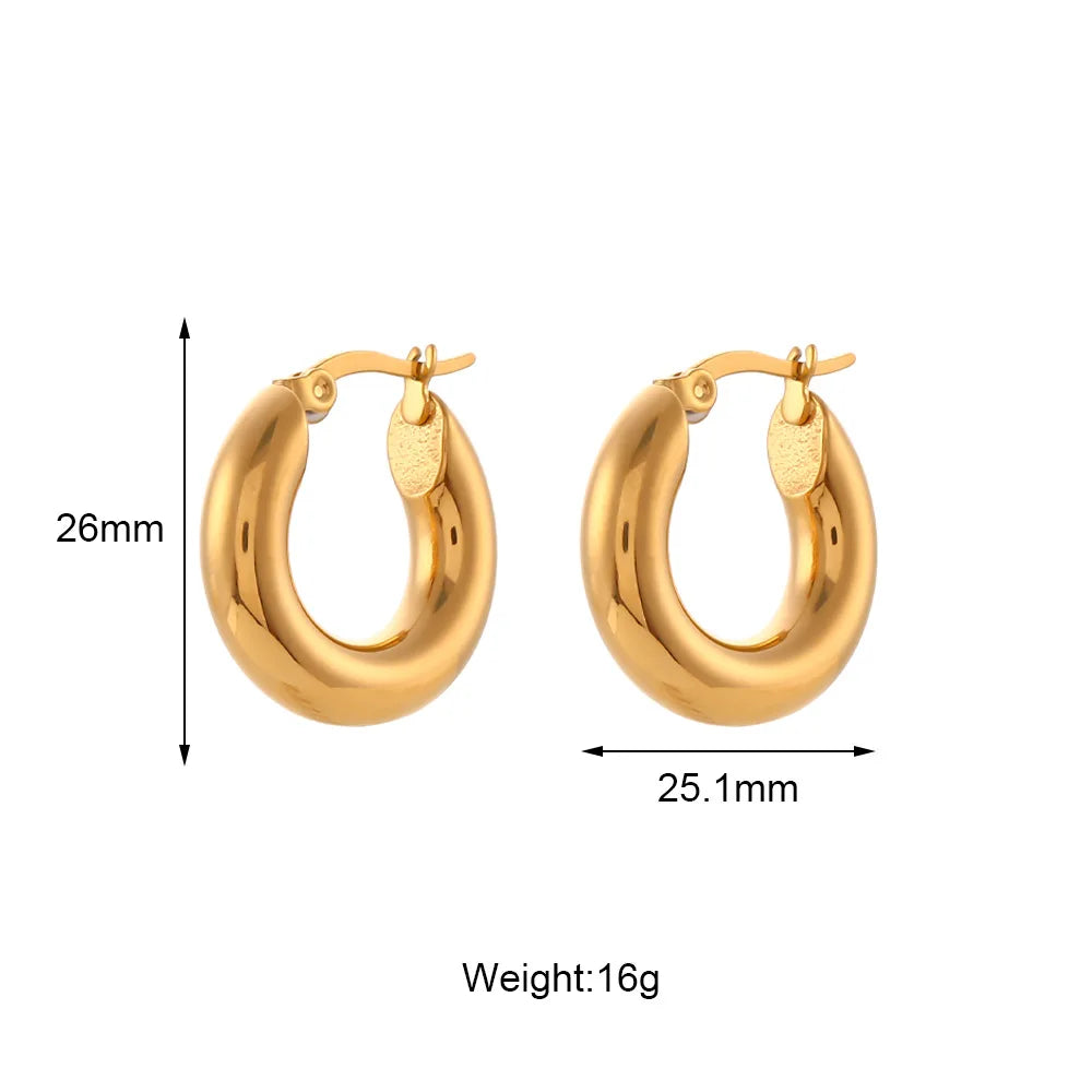 Europe and the United States Ins Thick Cylindrical Hollow Earrings Women'S Stainless Steel Plated 18k Earrings Wholesale
