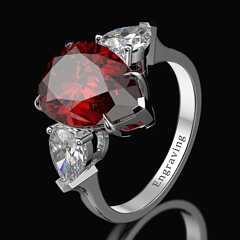 Wong Rain 925 Sterling Silver Pear Lab Sapphire High Carbon Diamonds Gemstone Wedding Engagement Ring Fine Jewelry Wholesale