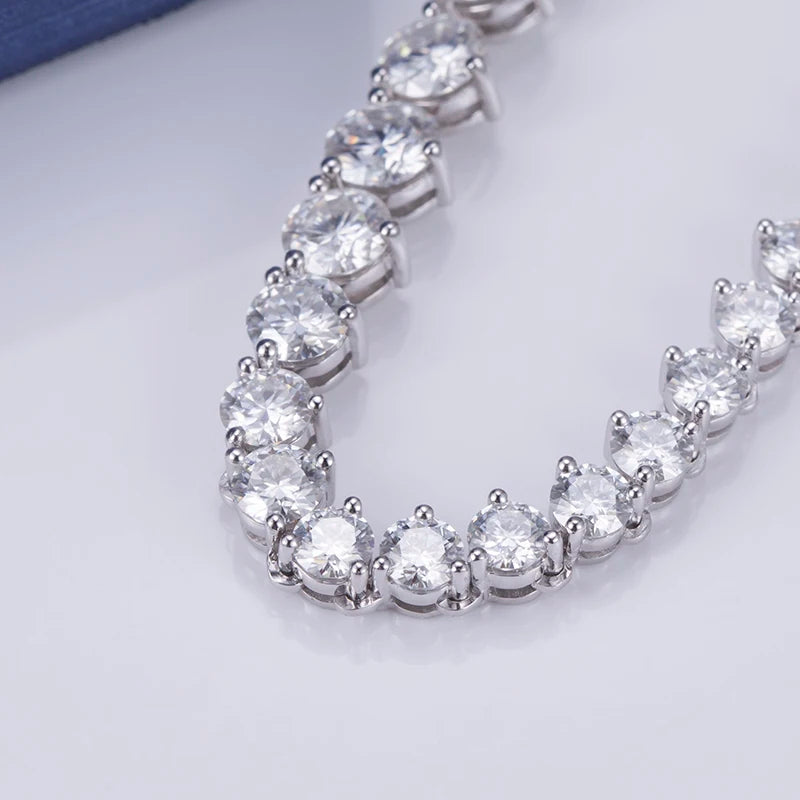 MSN-501 3 Claw Setting Tennis Chains 18k 14k 10K Gold Jewelry Moissanite Diamond Tennis Necklace