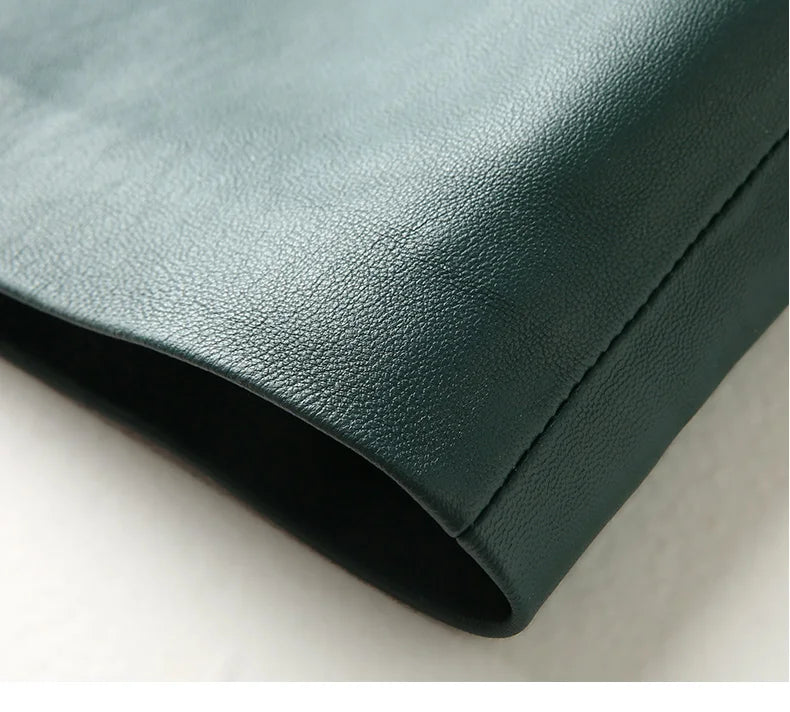 Women Lace-up Genuine Leather Skirt Female Winter Pure Sheep Skin Knee Length Saias With Belt Feminina Neat Stitches Wrap Jupe