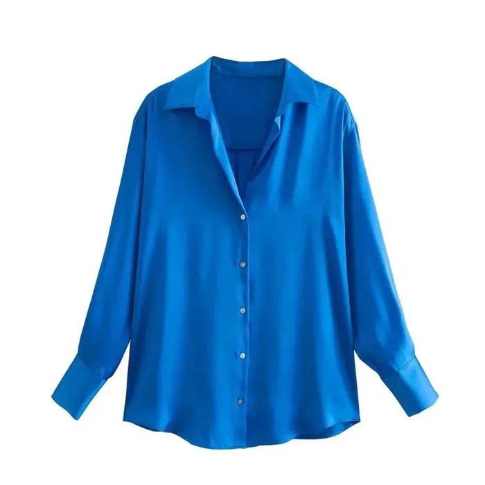 CS8455  New 2024 Elegant Design Solid Color Office Lady Satin Blouse Women Shirt Tops
