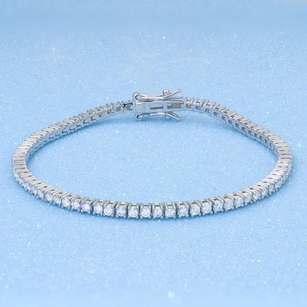 Men's Women's High-End Cross-Border Jewelry 2-6mm Full-Set S925 Silver Plated Moissanite Bracelet Dropshipping Accessible Luxury