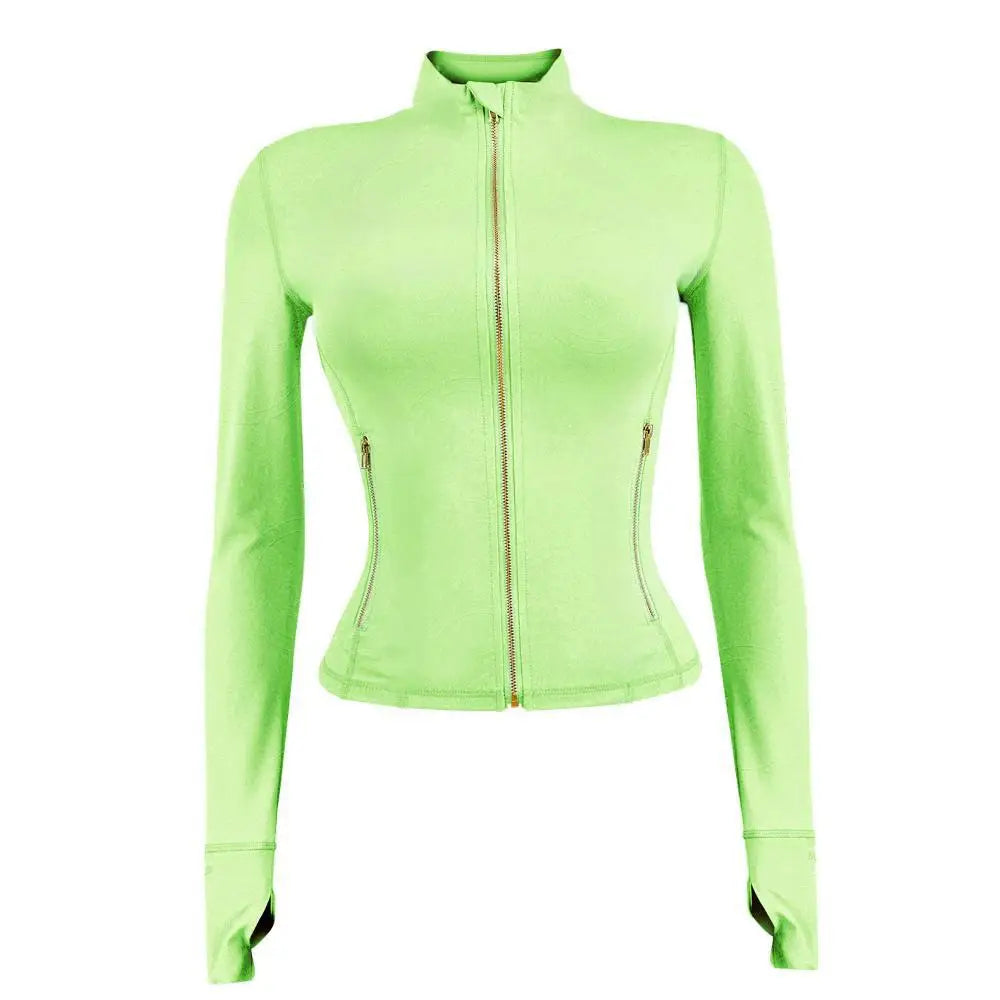Women Yoga Jackets with Pockets Slim Fitness Thick High Quality Workout Outdoor Sportswear Long Sleeve Turtle Neck Casual Jacket