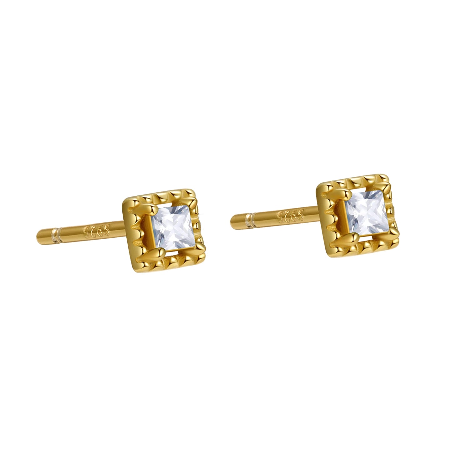 Factory Price 925 Sterling Silver Earrings Set Square CZ Geometric Prong Claw Stud for Women Wholesale Fine Jewelry Bulk