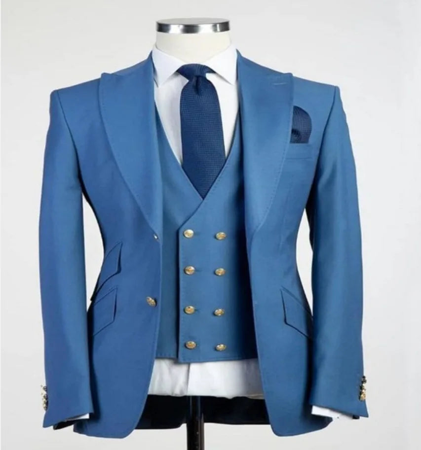 Blazers Vest Pants Sets 2024 New Fashion Groom Wedding Dress Suits Men Casual Business 3 Pcs Set Suit Jacket Coat Trousers