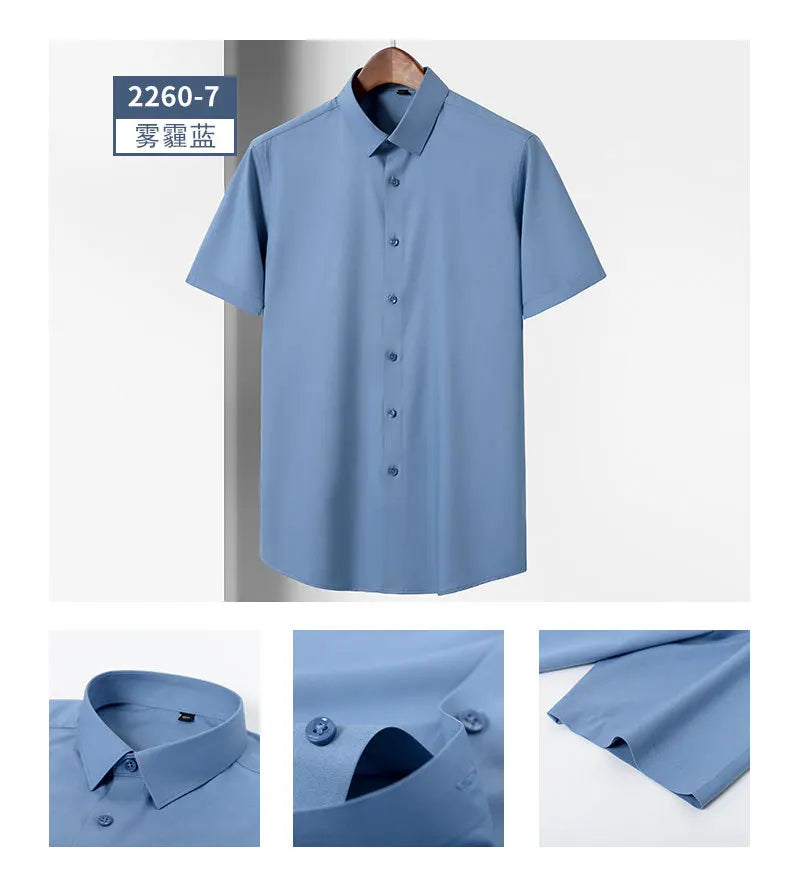 DAN Men's short sleeved shirt, solid color, breathable, casual,  business men's shirt K77A6-01-06
