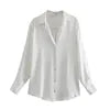CS8455  New 2024 Elegant Design Solid Color Office Lady Satin Blouse Women Shirt Tops