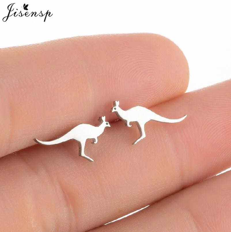 Multiple Tiny Stainless Steel Animal Earrings for Women Cute Hummingbird Fish Seahorse Wolf Earings Jewelry Accessory Gift
