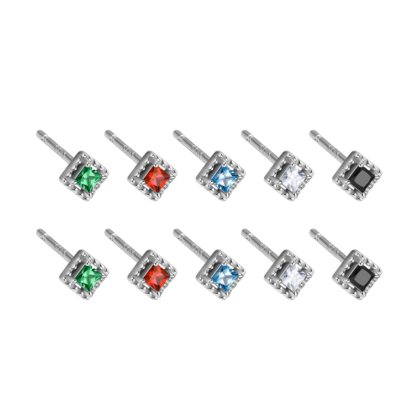Factory Price 925 Sterling Silver Earrings Set Square CZ Geometric Prong Claw Stud for Women Wholesale Fine Jewelry Bulk