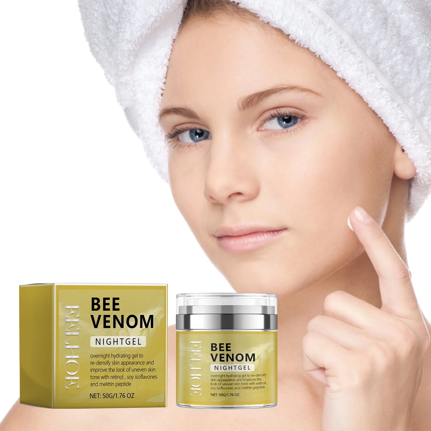 EELHOE Bee Venom Night Gel Moisturizing and Firming Cream for Dull Skin Brightens Shine and Whiteness Facial Creams