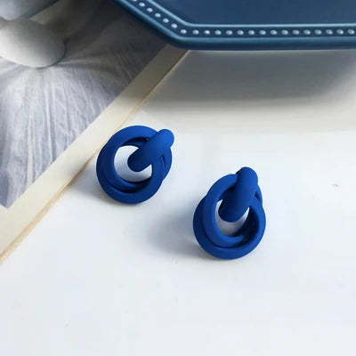 Korean Blue Geometric Acrylic Resin Drop Earrings for Women Statement Round Square Dangle Earrings 2022 Fashion Brincos Jewelry