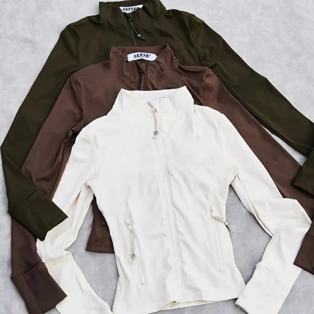 Women Yoga Jackets with Pockets Slim Fitness Thick High Quality Workout Outdoor Sportswear Long Sleeve Turtle Neck Casual Jacket