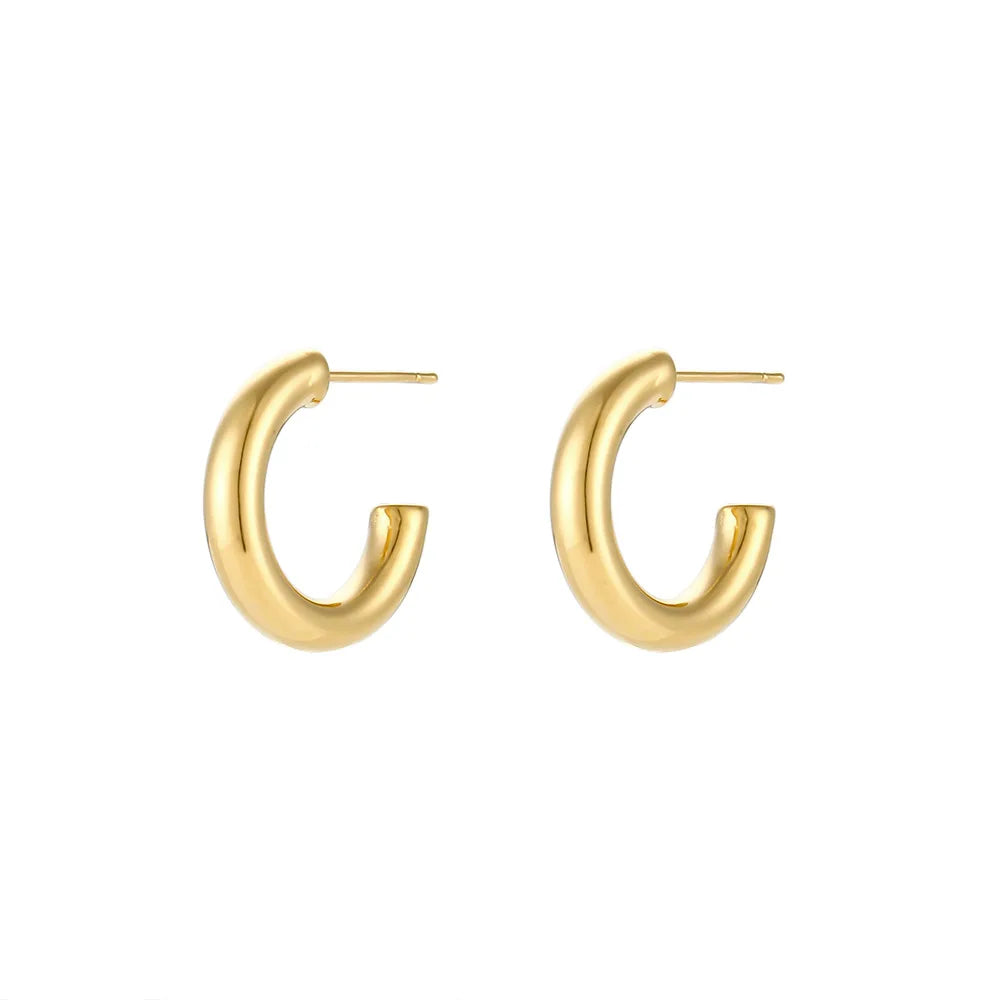 Europe and the United States Ins Thick Cylindrical Hollow Earrings Women'S Stainless Steel Plated 18k Earrings Wholesale