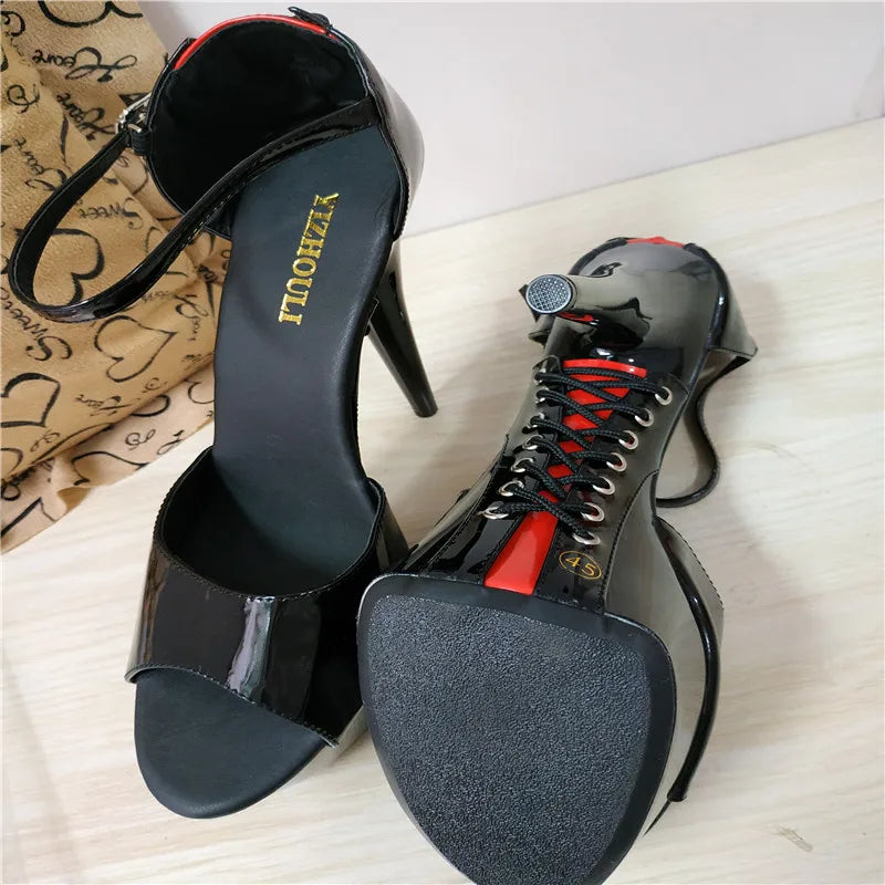 6 inch, round head stiletto heels, model nightclub 15cm cross-bandage soles high-heeled pole dancing sandals
