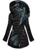 Women's Winter Parka Thick Warm Fleece Lined Long Coat Hooded Plus Size Print Design Ladies Padded Puffer Jacket