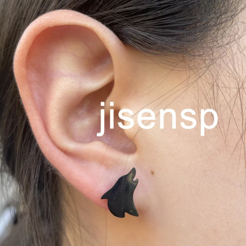 Multiple Tiny Stainless Steel Animal Earrings for Women Cute Hummingbird Fish Seahorse Wolf Earings Jewelry Accessory Gift