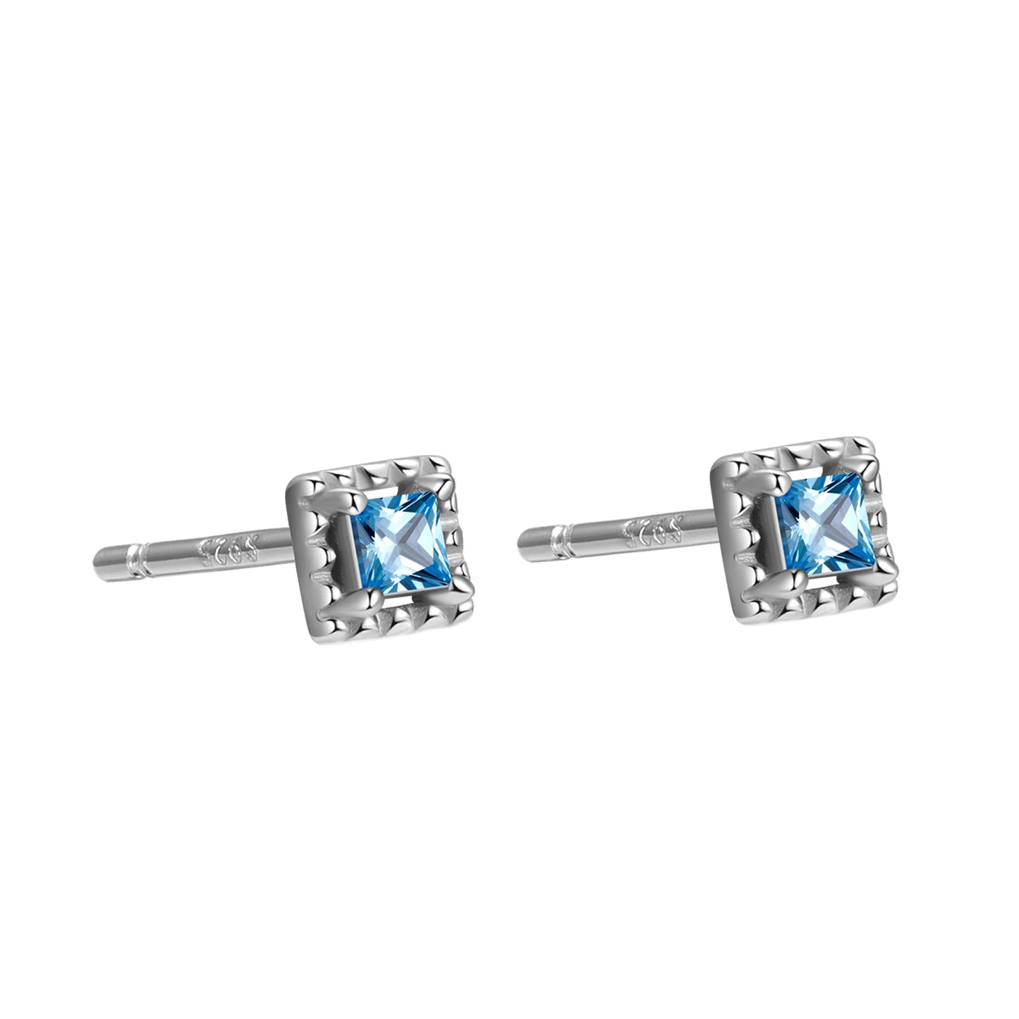 Factory Price 925 Sterling Silver Earrings Set Square CZ Geometric Prong Claw Stud for Women Wholesale Fine Jewelry Bulk