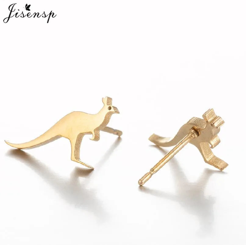 Multiple Tiny Stainless Steel Animal Earrings for Women Cute Hummingbird Fish Seahorse Wolf Earings Jewelry Accessory Gift