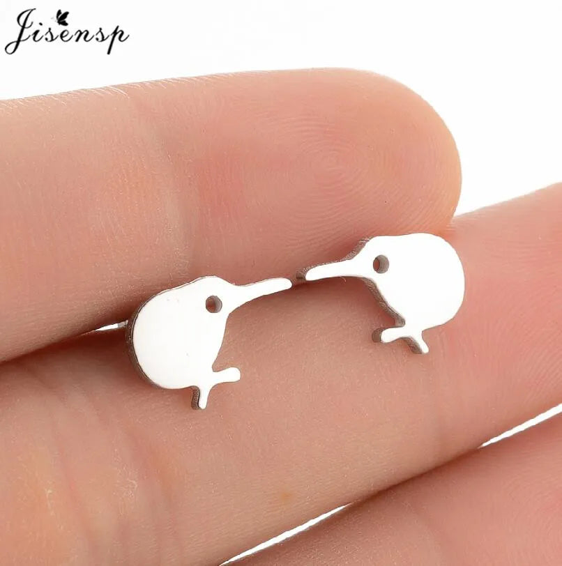 Multiple Tiny Stainless Steel Animal Earrings for Women Cute Hummingbird Fish Seahorse Wolf Earings Jewelry Accessory Gift