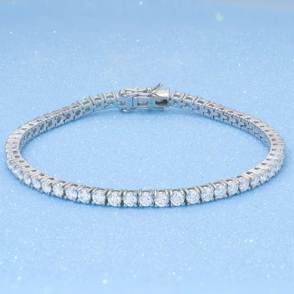 Men's Women's High-End Cross-Border Jewelry 2-6mm Full-Set S925 Silver Plated Moissanite Bracelet Dropshipping Accessible Luxury